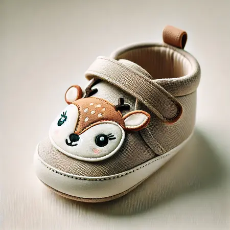 A high quality close up image of a single baby deer shoe on a clean white background.